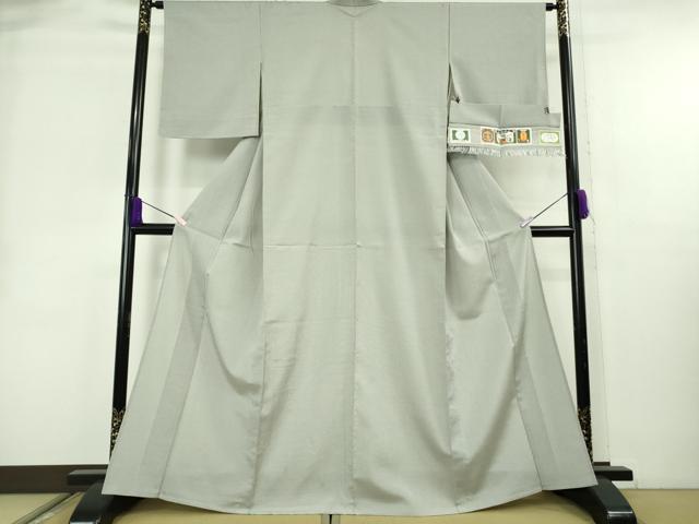 平和屋着物▽極上　本塩沢　やまだ織　単衣　内田フサ作　白鼠色地　証紙付き　逸品　未使用　DZAB8965kh6