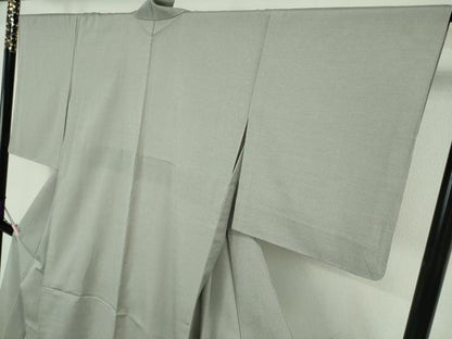 平和屋着物▽極上　本塩沢　やまだ織　単衣　内田フサ作　白鼠色地　証紙付き　逸品　未使用　DZAB8965kh6