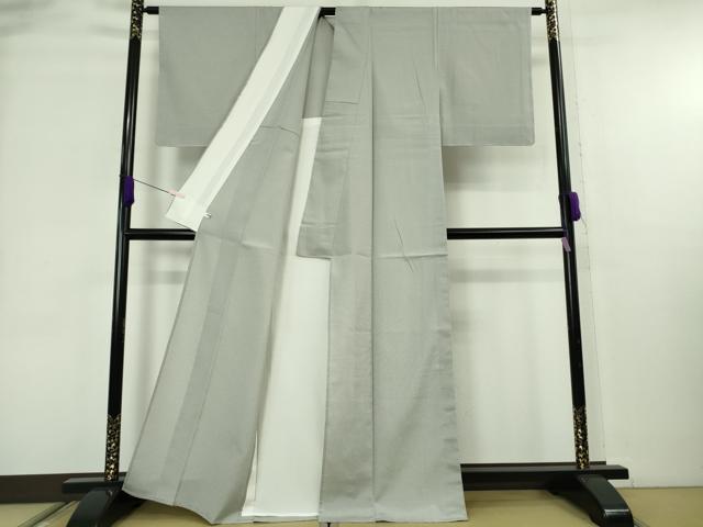 平和屋着物▽極上　本塩沢　やまだ織　単衣　内田フサ作　白鼠色地　証紙付き　逸品　未使用　DZAB8965kh6