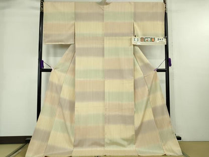 平和屋本店●極上　本塩沢　やまだ織　草木染　やまもも　水沢みどり作　証紙付き　ロング丈　逸品　DZAB8966kh6