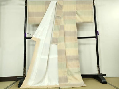 平和屋本店●極上　本塩沢　やまだ織　草木染　やまもも　水沢みどり作　証紙付き　ロング丈　逸品　DZAB8966kh6