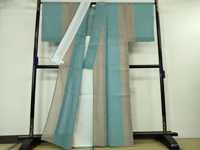 平和屋本店＊極上　夏物　本場小千谷ちぢみ　麻　吉新織物謹製　間道　やまと誂製　証紙付き　逸品　DZAB8970kh6