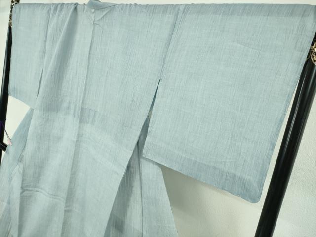 平和屋本店＊極上　夏物　本場小千谷ちぢみ　麻　色無地　水色　杉山織物謹製　証紙付き　逸品　未使用　DZAB8971kh6