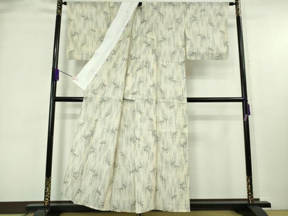 平和屋着物＊極上　夏物　本場小千谷ちぢみ　麻　笹竹文　逸品　未使用　DZAB8972kh6