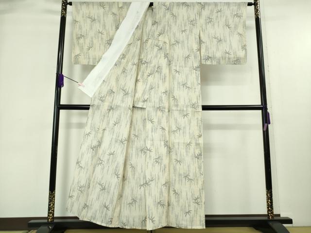 平和屋着物＊極上　夏物　本場小千谷ちぢみ　麻　笹竹文　逸品　未使用　DZAB8972kh6