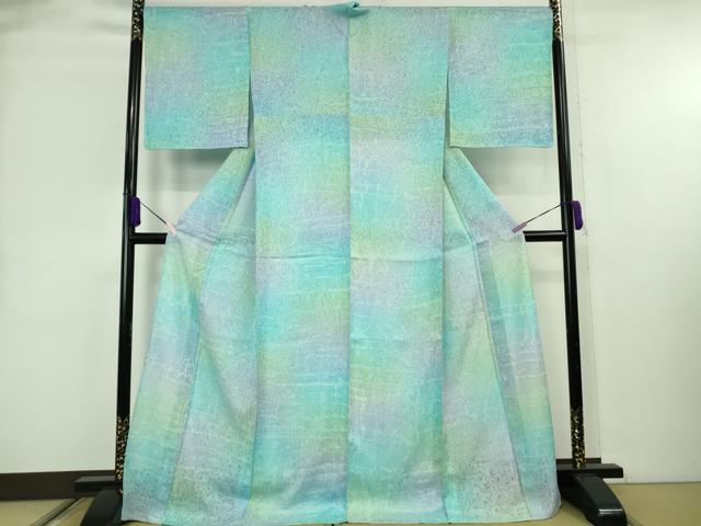 平和屋本店＊極上　夏物　小紋　唐草紋紗　暈し染め　逸品　DZAB8979kh6