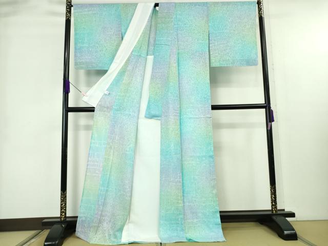 平和屋本店＊極上　夏物　小紋　唐草紋紗　暈し染め　逸品　DZAB8979kh6