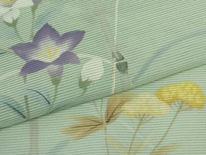 平和屋着物＊極上　夏物　訪問着　絽　手描き　秋草文　薄萌葱色地　暈し染め　逸品　未使用　DZAB8982kh6