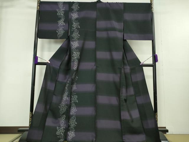 平和屋本店▽極上　訪問着　単衣　NUNOZA RABO　OSAMU  KINOSHITA　花間道　市松　銀彩　反端付き　逸品　DZAB8984kh6