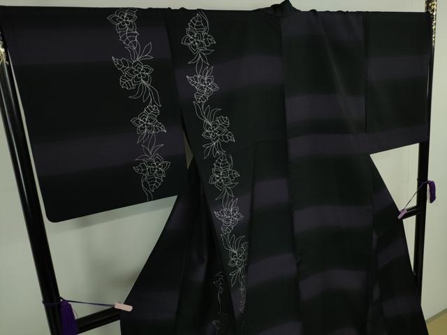 平和屋本店▽極上　訪問着　単衣　NUNOZA RABO　OSAMU  KINOSHITA　花間道　市松　銀彩　反端付き　逸品　DZAB8984kh6