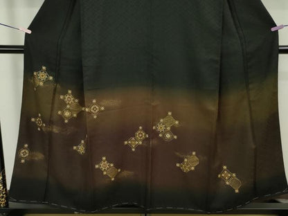 平和屋着物●極上　色留袖　刺繍　蜀江花文　蝋色地　暈し染め　金糸　逸品　未使用　DZAB8986kh6