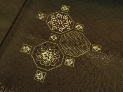 平和屋着物●極上　色留袖　刺繍　蜀江花文　蝋色地　暈し染め　金糸　逸品　未使用　DZAB8986kh6