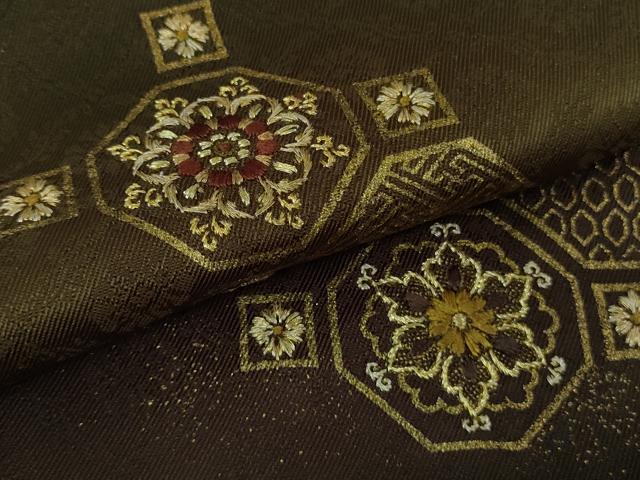 平和屋着物●極上　色留袖　刺繍　蜀江花文　蝋色地　暈し染め　金糸　逸品　未使用　DZAB8986kh6