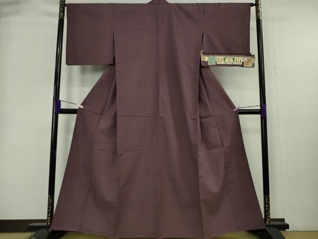 平和屋本店▽極上　本場結城紬　重要無形文化財　単衣　奥順謹製　色無地　濃色　証紙付き　逸品　DZAB8990kh6