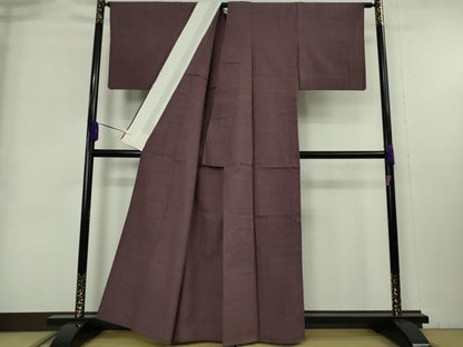 平和屋本店▽極上　本場結城紬　重要無形文化財　単衣　奥順謹製　色無地　濃色　証紙付き　逸品　DZAB8990kh6