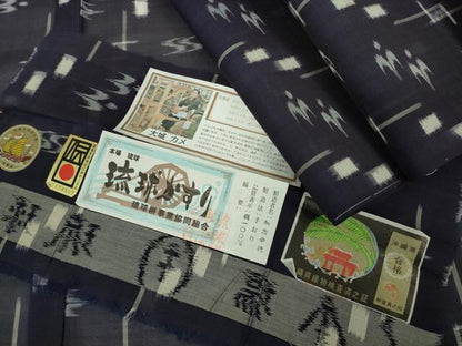 平和屋着物＊極上　夏物　本場琉球絣　夏琉球　知念幸徳　大城カメ　手おり　証紙付き　逸品　未使用　DZAB8993kh6