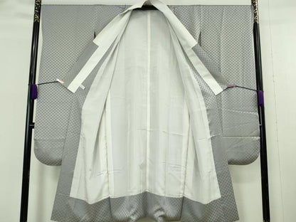 平和屋本店●極上　世界的人形師　辻村寿三郎　ジュサブロー　振袖・長襦袢(袷)セット　枝花文　鉄紺色地　逸品　DZAB8995kh6