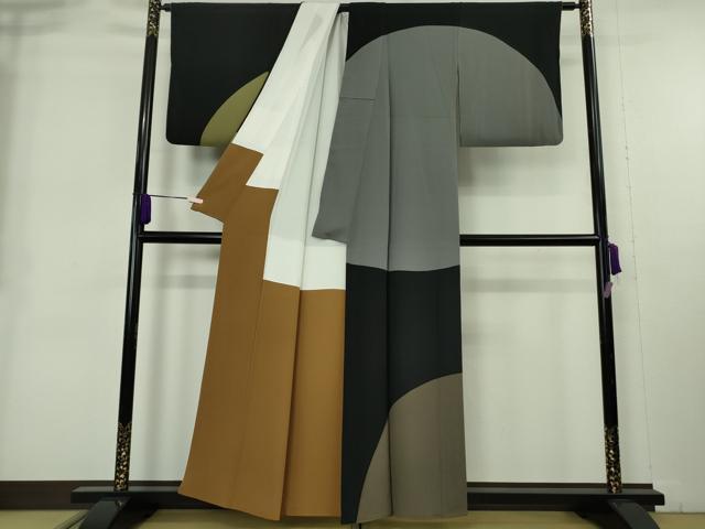 平和屋本店●極上　世界的人形師　辻村寿三郎　ジュサブロー　訪問着　黒地　鬼しぼ縮緬　逸品　DZAB8996kh6