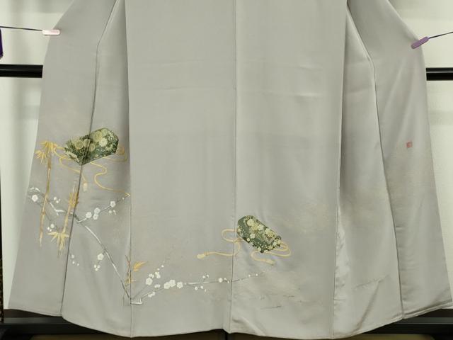 平和屋本店●極上　山口静樹　山口美術織物　色留訪問着　錦繍　笹竹梅　花文箱　霞色地　金糸　冊子付き　逸品　DZAB8999kh6
