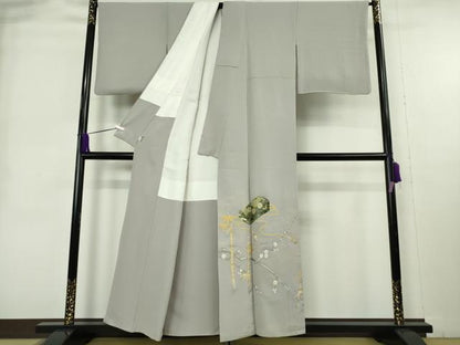 平和屋本店●極上　山口静樹　山口美術織物　色留訪問着　錦繍　笹竹梅　花文箱　霞色地　金糸　冊子付き　逸品　DZAB8999kh6