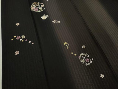 平和屋本店●極上　訪問着　総刺繍　貝紫刺繍　花丸文　黒地　暈し染め　金糸　逸品　DZAB9001kh6
