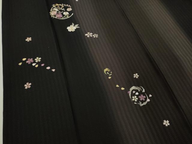 平和屋本店●極上　訪問着　総刺繍　貝紫刺繍　花丸文　黒地　暈し染め　金糸　逸品　DZAB9001kh6