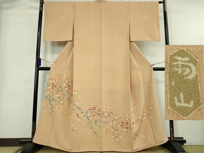 平和屋本店●極上　本加賀友禅作家　木村雨山　色留袖　梅　楓　菊　雄黄色地　逸品　DZAB9002kh6
