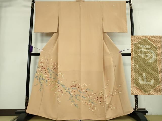平和屋本店●極上　本加賀友禅作家　木村雨山　色留袖　梅　楓　菊　雄黄色地　逸品　DZAB9002kh6