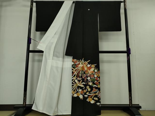 平和屋本店●極上　創業460年・千總　黒留袖　駒刺繍　宝尽くし鳳凰花文　金彩　逸品　DZAB9003kh6