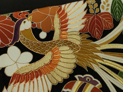 平和屋本店●極上　創業460年・千總　黒留袖　駒刺繍　宝尽くし鳳凰花文　金彩　逸品　DZAB9003kh6