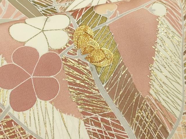 平和屋本店●極上　創業460年・千總　色留袖　駒刺繍　鶴亀　松竹梅　赤香色地　金彩　阪急百貨店扱い　逸品　DZAB9004kh6