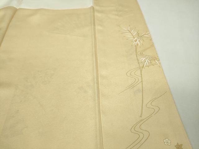 平和屋本店●極上　銀座きしや　訪問着　駒刺繍　流水扇面花文　砥粉色地　金彩　逸品　DZAB9006kh6