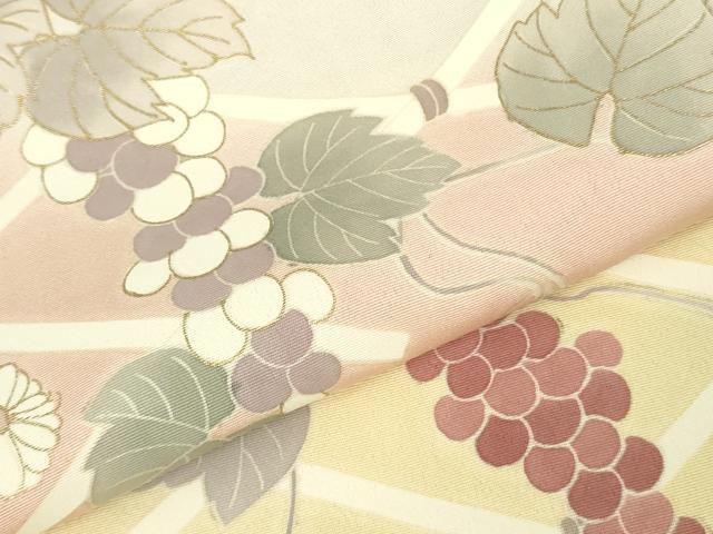 平和屋本店●極上　訪問着　駒刺繍　葡萄蔦の葉花文　暈し染め　金彩　和木沢絹　反端付き　逸品　未使用　DZAB9009kh6