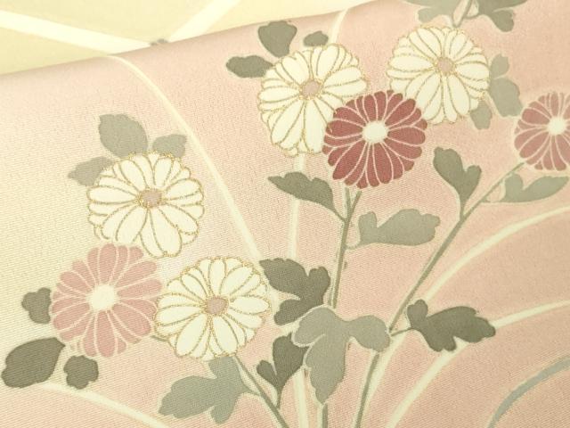 平和屋本店●極上　訪問着　駒刺繍　葡萄蔦の葉花文　暈し染め　金彩　和木沢絹　反端付き　逸品　未使用　DZAB9009kh6