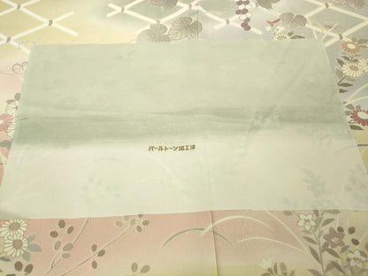 平和屋本店●極上　訪問着　駒刺繍　葡萄蔦の葉花文　暈し染め　金彩　和木沢絹　反端付き　逸品　未使用　DZAB9009kh6