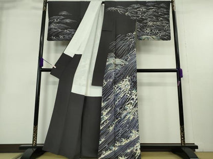 平和屋本店●極上　十日町友禅作家　林静穂　訪問着　立波　波飛沫　暈し染め　逸品　DZAB9010kh6