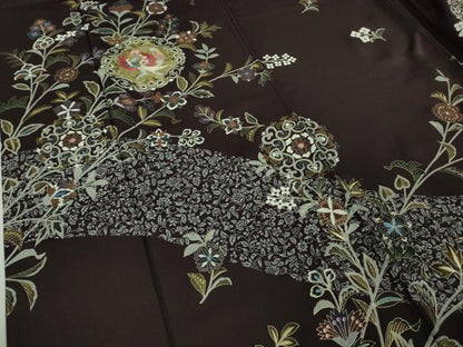 平和屋本店●極上　訪問着　刺繍　朱雀　正倉院更紗花文　深紫色地　金彩　逸品　DZAB9011kh6