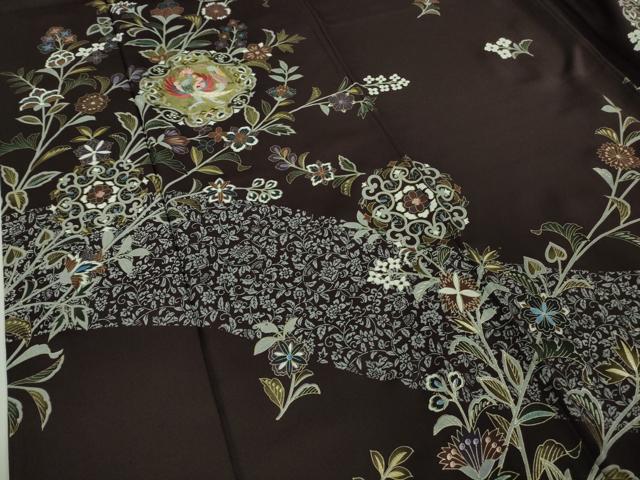 平和屋本店●極上　訪問着　刺繍　朱雀　正倉院更紗花文　深紫色地　金彩　逸品　DZAB9011kh6