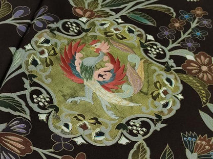 平和屋本店●極上　訪問着　刺繍　朱雀　正倉院更紗花文　深紫色地　金彩　逸品　DZAB9011kh6