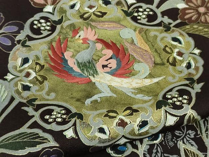 平和屋本店●極上　訪問着　刺繍　朱雀　正倉院更紗花文　深紫色地　金彩　逸品　DZAB9011kh6