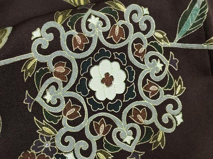 平和屋本店●極上　訪問着　刺繍　朱雀　正倉院更紗花文　深紫色地　金彩　逸品　DZAB9011kh6