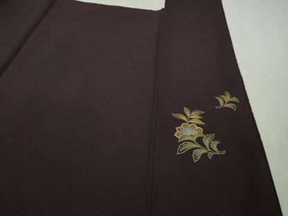 平和屋本店●極上　訪問着　刺繍　朱雀　正倉院更紗花文　深紫色地　金彩　逸品　DZAB9011kh6