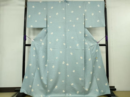 平和屋着物●極上　ジャパンオートクチュール　渡辺雪三郎　小紋　霞文　白藍色地　逸品　DZAB9013kh6