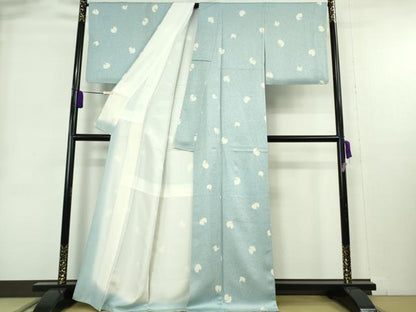 平和屋着物●極上　ジャパンオートクチュール　渡辺雪三郎　小紋　霞文　白藍色地　逸品　DZAB9013kh6