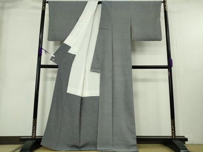 平和屋本店●極上　人間国宝　小宮康孝　江戸小紋　小花文　藍鼠色×灰青色　三越扱い　逸品　DZAB9014kh6