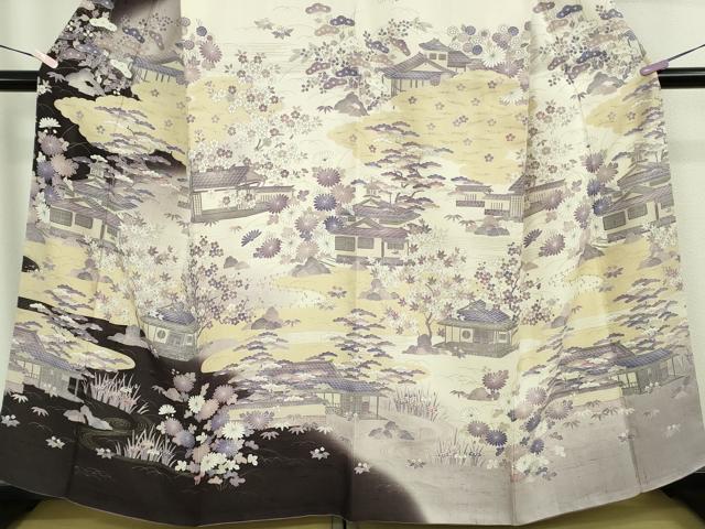 平和屋本店●極上　染織の名門　しょうざん  生紬　訪問着　御所解文　金彩　やまと金ラベル　反端付き　逸品　DZAB9015kh6
