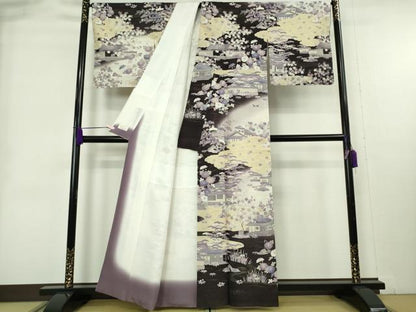 平和屋本店●極上　染織の名門　しょうざん  生紬　訪問着　御所解文　金彩　やまと金ラベル　反端付き　逸品　DZAB9015kh6