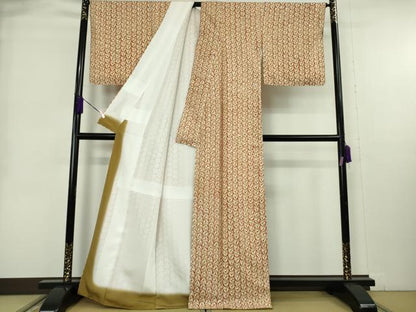 平和屋本店●極上　岩手の匠　草紫堂　南部絞り　茜染　紬　正絹　逸品　未使用　DZAB9017kh6