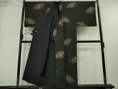 平和屋本店●極上　男性　本場大島紬　9マルキ　地空　龍　黒地　ほていや扱い　逸品　DZAB9023kh6