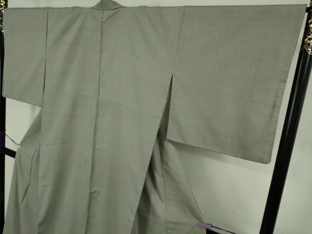平和屋本店●極上　本場結城紬　重要無形文化財　色無地　桔梗鼠色　逸品　DZAB9025kh6
